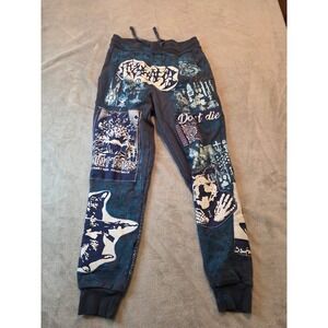 Saint Yams Sweatpants Mens Small Blue Patchwork Graphic Joggers 2024